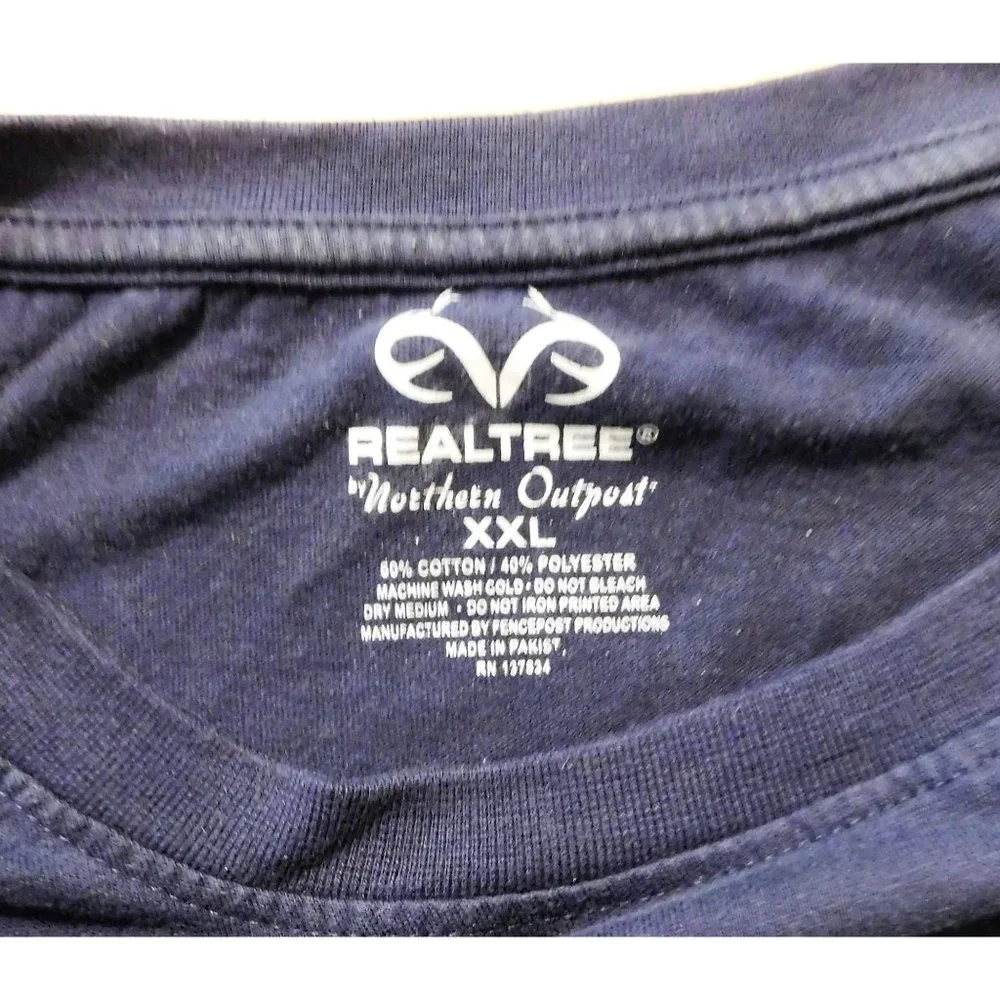 Realtree Tee Shirt Northern Outpost XXL Blue Long Sleeve - Picture 6 of 6